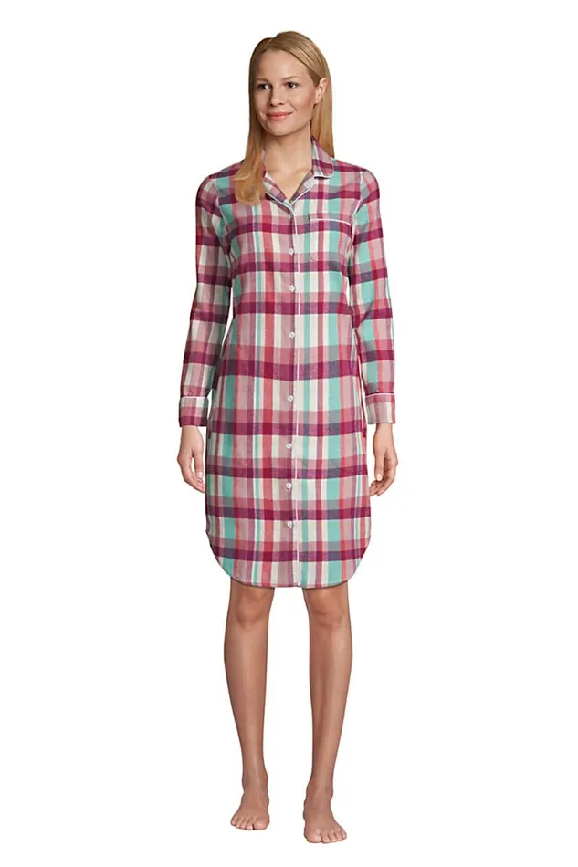 Lands039 End Pajamas and Robes Women Long Sleeve Flannel Nightshirt With Pockets Mesa Rose Plaid Lands039 End Pajamas and Robes Women Long Sleeve Flannel Nightshirt With Pockets Mesa Rose Plaid
