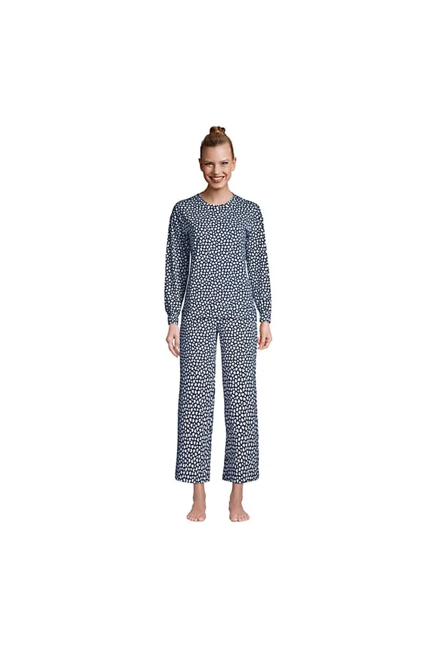 Lands039 End Pajamas and Robes Women Lounge Mid Rise Wide Leg Crop Pajama Pants Navy Lands039 End Pajamas and Robes Women Lounge Mid Rise Wide Leg Crop Pajama Pants Navy