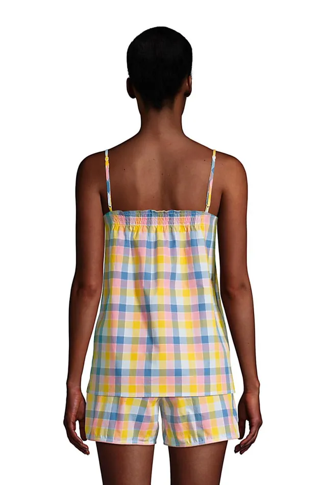 Lands039 End Pajamas and Robes Women Petite Cotton Pajama Cami Top Multi Check Lands039 End Pajamas and Robes Women Petite Cotton Pajama Cami Top Multi Check