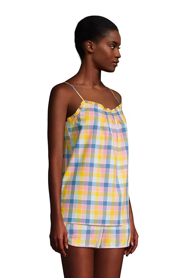 Lands039 End Pajamas and Robes Women Petite Cotton Pajama Cami Top Multi Check Lands039 End Pajamas and Robes Women Petite Cotton Pajama Cami Top Multi Check