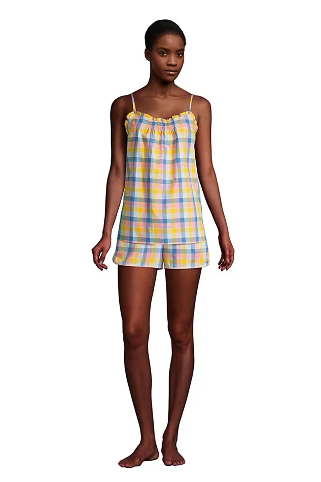 Lands039 End Pajamas and Robes Women Petite Cotton Pajama Cami Top Multi Check Lands039 End Pajamas and Robes Women Petite Cotton Pajama Cami Top Multi Check