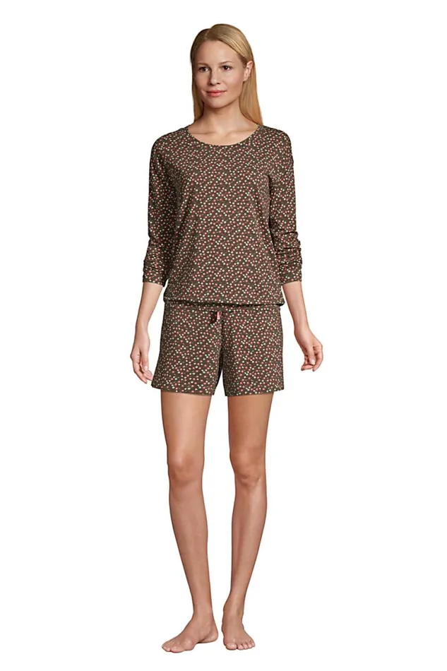 Lands039 End Pajamas and Robes Women Petite Lounge 5034 Tie Waist Pajama Shorts Forest Moss Ditsy Floral Lands039 End Pajamas and Robes Women Petite Lounge 5034 Tie Waist Pajama Shorts Forest Moss Ditsy Floral