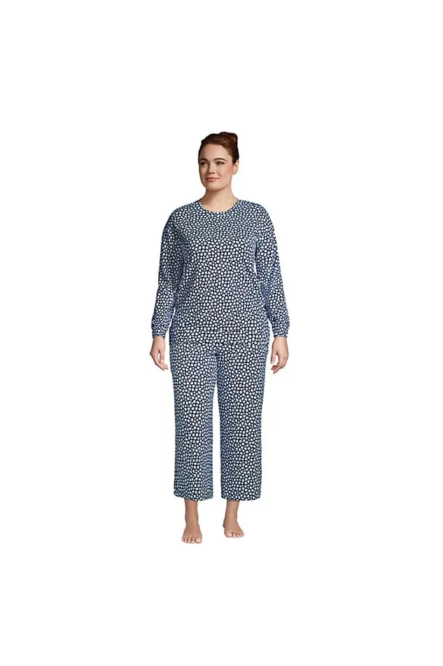 Lands039 End Pajamas and Robes Women Plus Size Lounge Mid Rise Wide Leg Crop Pajama Pants Navy Lands039 End Pajamas and Robes Women Plus Size Lounge Mid Rise Wide Leg Crop Pajama Pants Navy