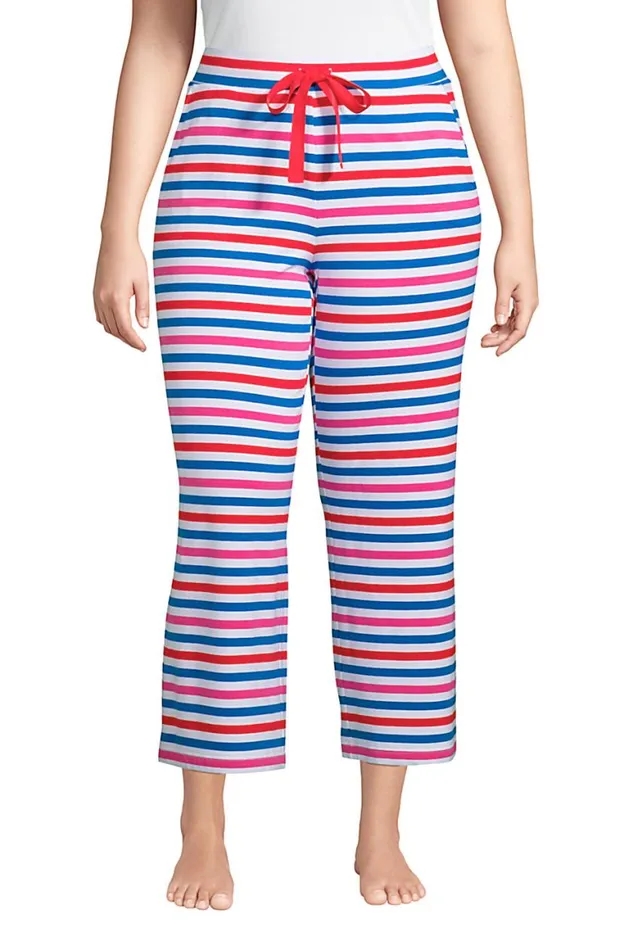Lands039 End Pajamas and Robes Women Plus Size Lounge Mid Rise Wide Leg Crop Pajama Pants Vibrant Magenta Stripe Lands039 End Pajamas and Robes Women Plus Size Lounge Mid Rise Wide Leg Crop Pajama Pants Vibrant Magenta Stripe