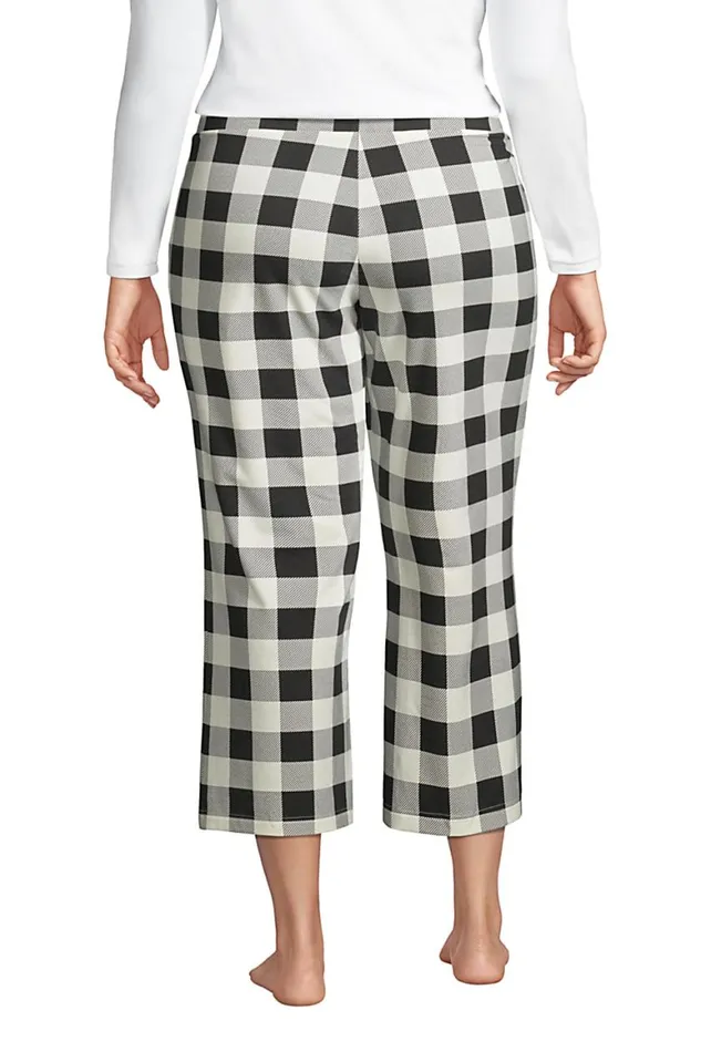 Lands039 End Pajamas and Robes Women Plus Size Lounge Mid Rise Wide Leg Crop Pajama Pants Vibrant Magenta Stripe