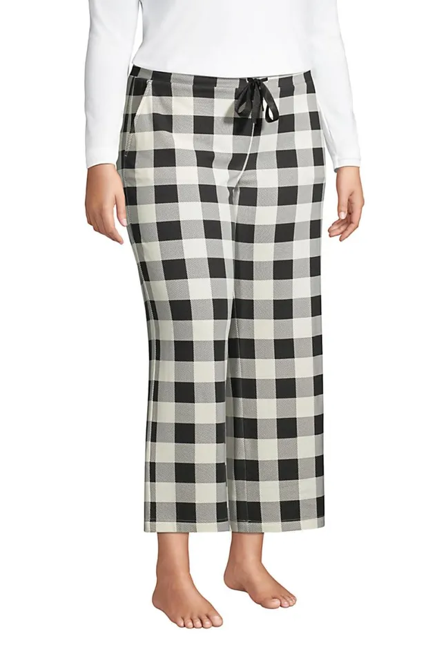 Lands039 End Pajamas and Robes Women Plus Size Lounge Mid Rise Wide Leg Crop Pajama Pants Vibrant Magenta Stripe