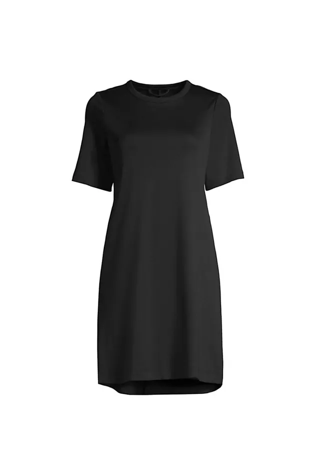 Lands039 End Pajamas and Robes Women Plus Size Supima Short Sleeve Above The Knee Tshirt Nightgown Black