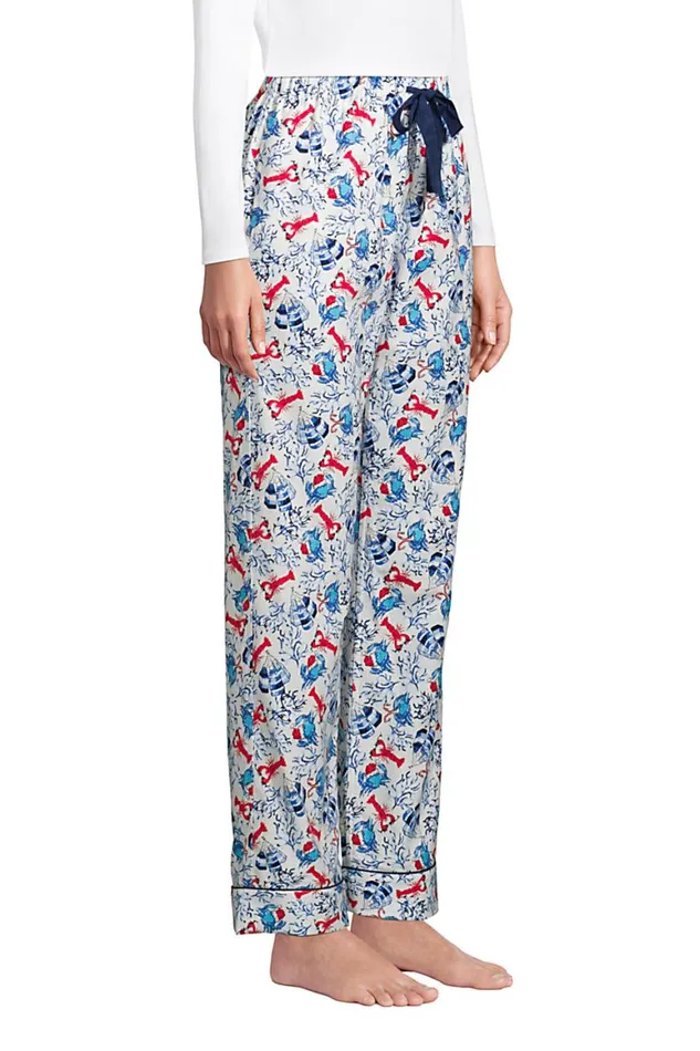 Lands039 End Pajamas and Robes Women Print Flannel Pajama Pants Ivory Coastal Holiday Lands039 End Pajamas and Robes Women Print Flannel Pajama Pants Ivory Coastal Holiday