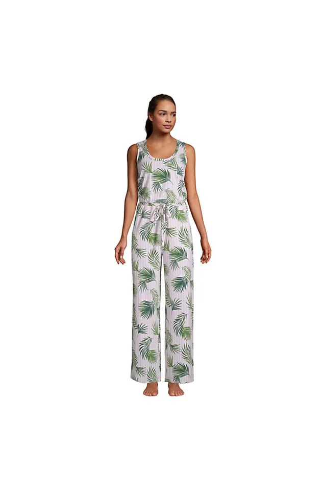Lands039 End Pajamas and Robes Women Sleeveless Lounge Pajama Jumpsuit White