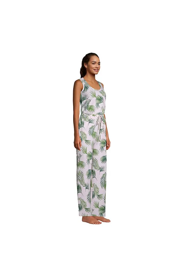Lands039 End Pajamas and Robes Women Sleeveless Lounge Pajama Jumpsuit White Lands039 End Pajamas and Robes Women Sleeveless Lounge Pajama Jumpsuit White