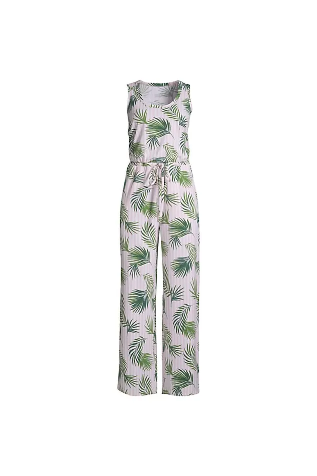 Lands039 End Pajamas and Robes Women Sleeveless Lounge Pajama Jumpsuit White Lands039 End Pajamas and Robes Women Sleeveless Lounge Pajama Jumpsuit White