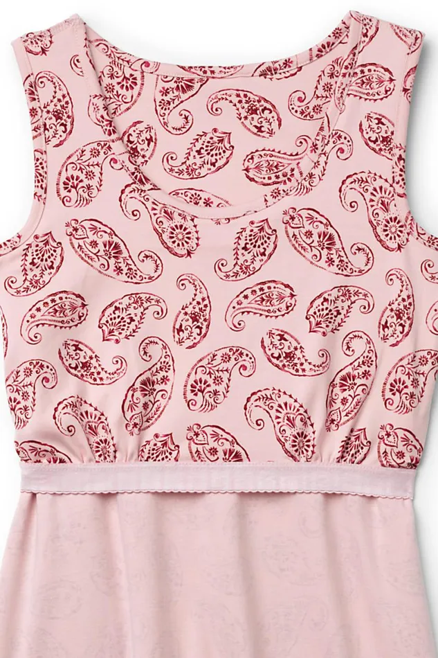 Lands039 End Pajamas and Robes Women Supima Cotton Sleeveless Midcalf Nightgown Dress With Builtin Shelf Bra Soft Tea Rose Dyed Paisley Lands039 End Pajamas and Robes Women Supima Cotton Sleeveless Midcalf Nightgown Dress With Builtin Shelf Bra Soft Tea Rose Dyed Paisley