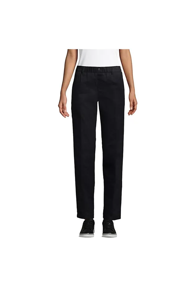 Lands039 End Pants Women Elastic Waist Pullon Chino Pants Black