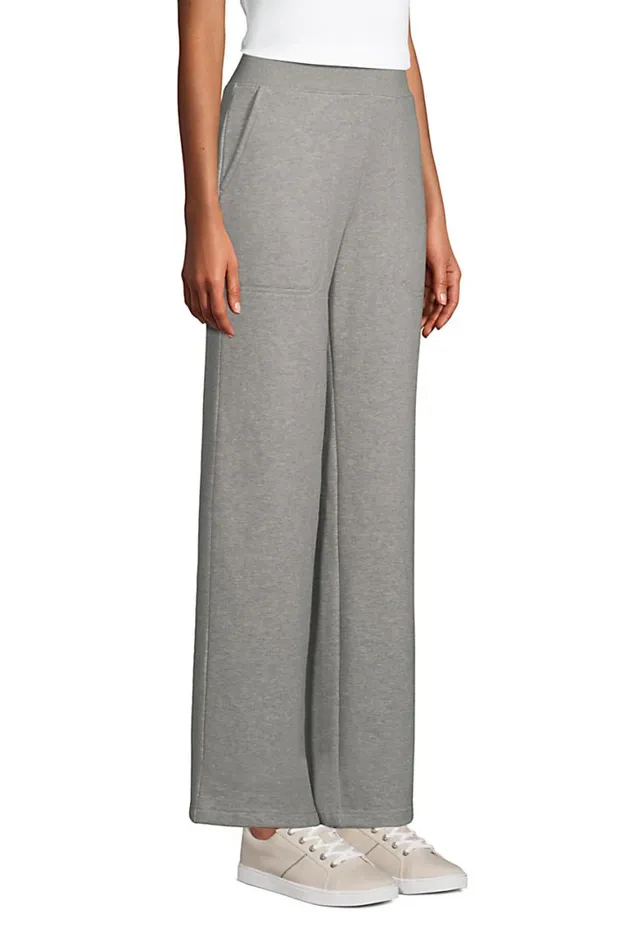 Lands039 End Pants Women High Rise Serious Sweats Wide Leg Sweatpants Black