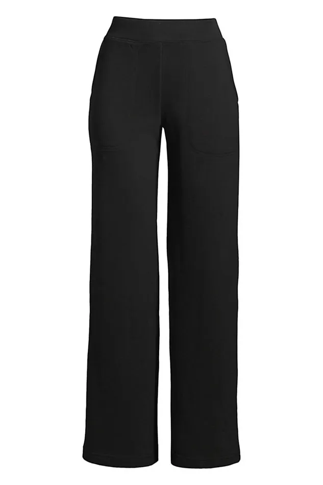 Lands039 End Pants Women High Rise Serious Sweats Wide Leg Sweatpants Black