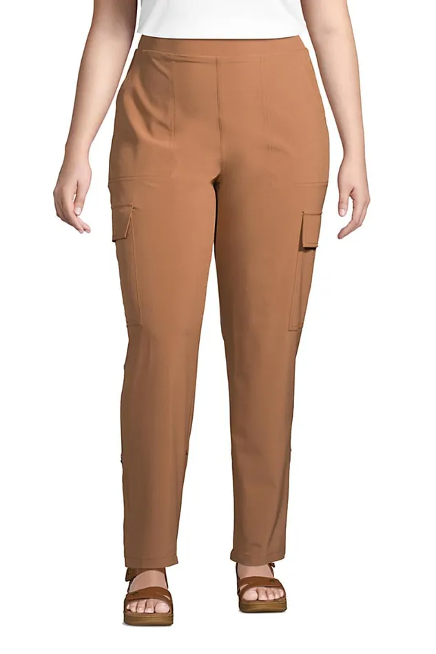 Lands039 End Pants Women Plus Size High Rise Elastic Waist Pull On Adjustable Length Cargo Pants Warm Tawny Brown Lands039 End Pants Women Plus Size High Rise Elastic Waist Pull On Adjustable Length Cargo Pants Warm Tawny Brown
