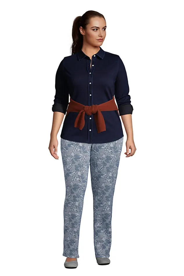 Lands039 End Pants Women Plus Size Sport Knit High Rise Elastic Waist Pull On Pant 8211 Print Deep Sea Navy Chevron Floral Lands039 End Pants Women Plus Size Sport Knit High Rise Elastic Waist Pull On Pant 8211 Print Deep Sea Navy Chevron Floral