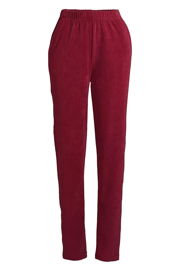 Lands039 End Pants Women Sport Knit High Rise Corduroy Elastic Waist Pants Rich Burgundy Lands039 End Pants Women Sport Knit High Rise Corduroy Elastic Waist Pants Rich Burgundy