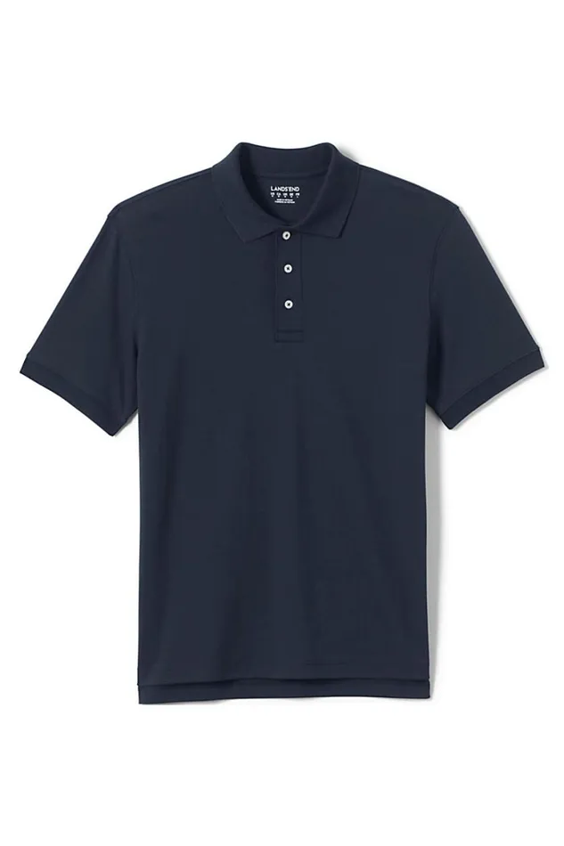 Lands039 End Polo Shirts Men Short Sleeve Tailored Fit Interlock Polo Shirt Classic Navy