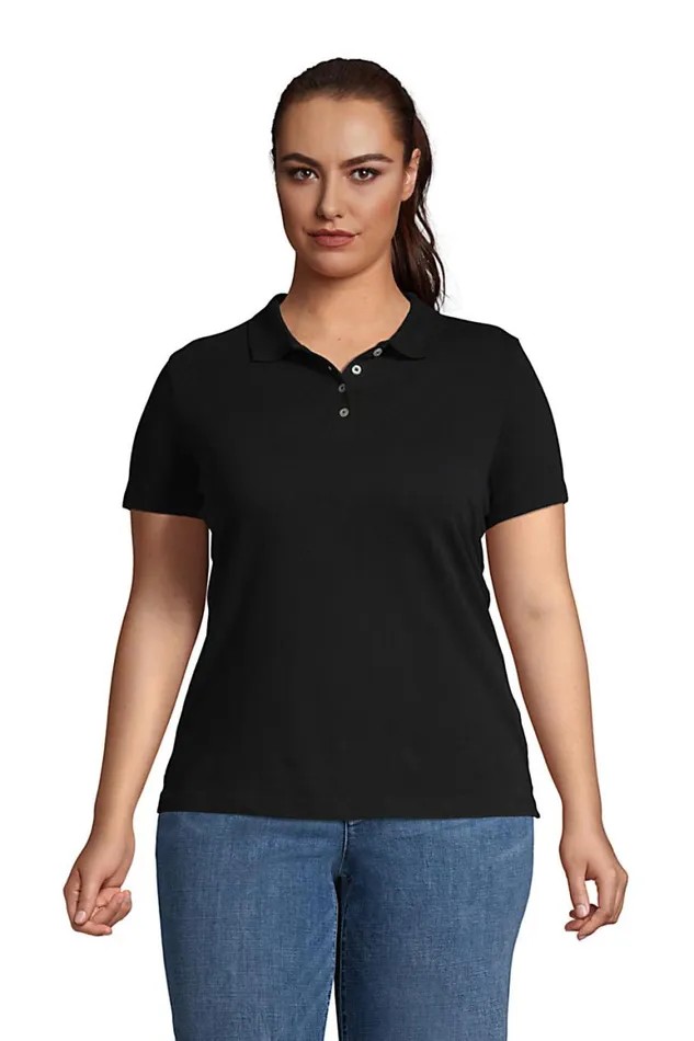 Lands039 End Polo Shirts Women Plus Size Hemmed Short Sleeve Feminine Mesh Polo Black Lands039 End Polo Shirts Women Plus Size Hemmed Short Sleeve Feminine Mesh Polo Black