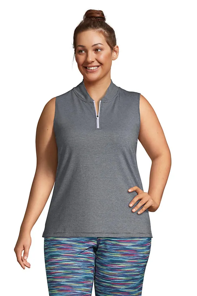 Lands039 End Polo Shirts Women Plus Size Power Performance Quarter Zip Sleeveless Polo Black Pinstripe Lands039 End Polo Shirts Women Plus Size Power Performance Quarter Zip Sleeveless Polo Black Pinstripe