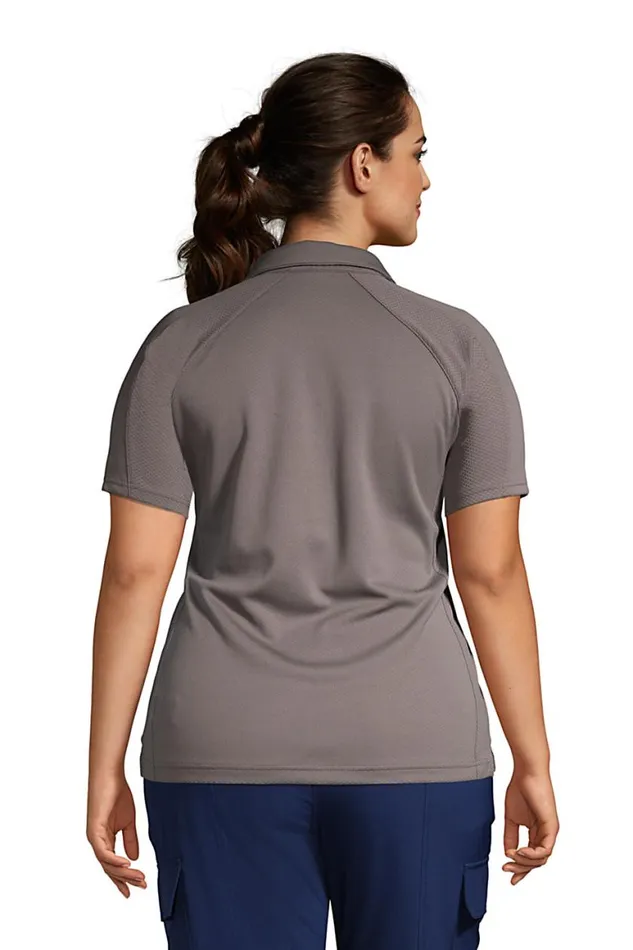 Lands039 End Polo Shirts Women Plus Size Short Sleeve Multi Textured Polo Black