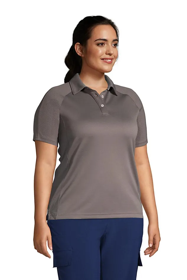 Lands039 End Polo Shirts Women Plus Size Short Sleeve Multi Textured Polo Black