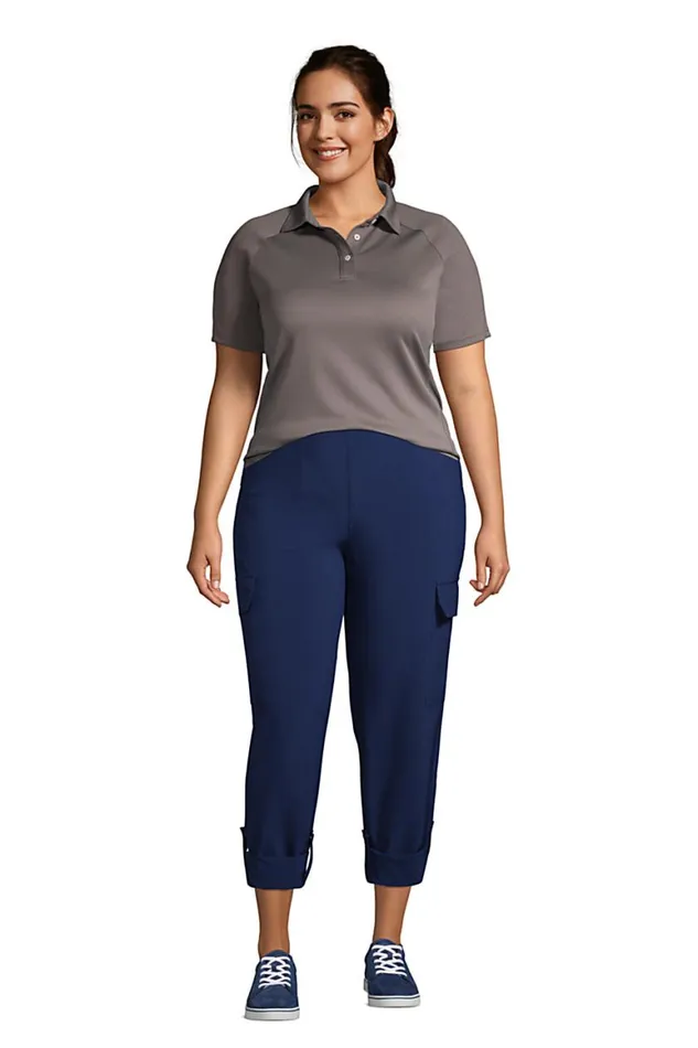 Lands039 End Polo Shirts Women Plus Size Short Sleeve Multi Textured Polo Black