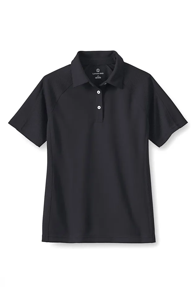 Lands039 End Polo Shirts Women Plus Size Short Sleeve Multi Textured Polo Black