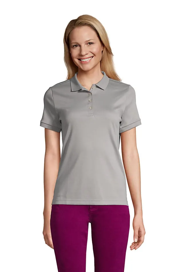 Lands039 End Polo Shirts Women Short Sleeve Feminine Fit Banded Pima Polo Shirt Harbor Gray Lands039 End Polo Shirts Women Short Sleeve Feminine Fit Banded Pima Polo Shirt Harbor Gray