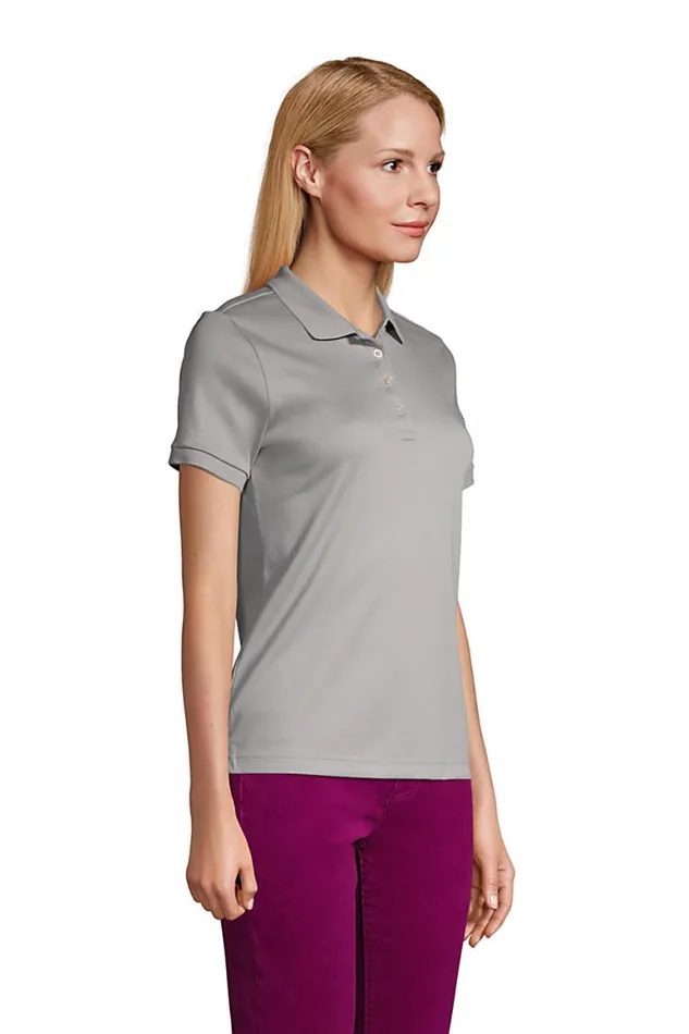 Lands039 End Polo Shirts Women Short Sleeve Feminine Fit Banded Pima Polo Shirt Harbor Gray Lands039 End Polo Shirts Women Short Sleeve Feminine Fit Banded Pima Polo Shirt Harbor Gray