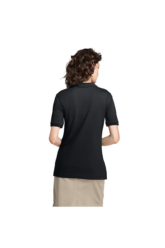 Lands039 End Polo Shirts Women Short Sleeve Interlock Polo Shirt Black