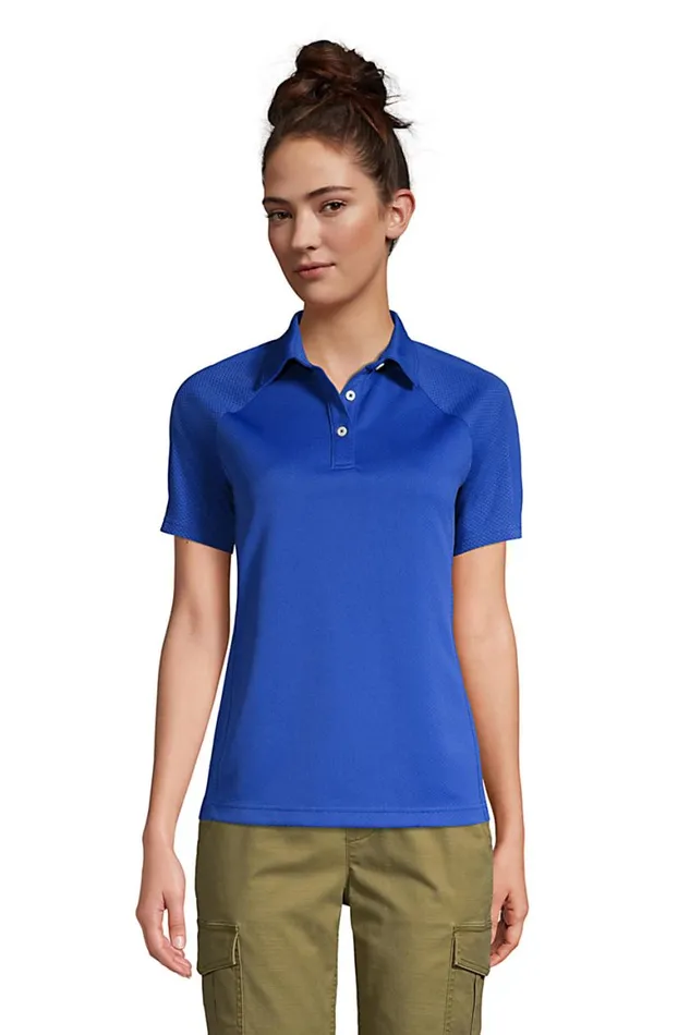 Lands039 End Polo Shirts Women Short Sleeve Multi Textured Polo Dark Cobalt Blue Lands039 End Polo Shirts Women Short Sleeve Multi Textured Polo Dark Cobalt Blue