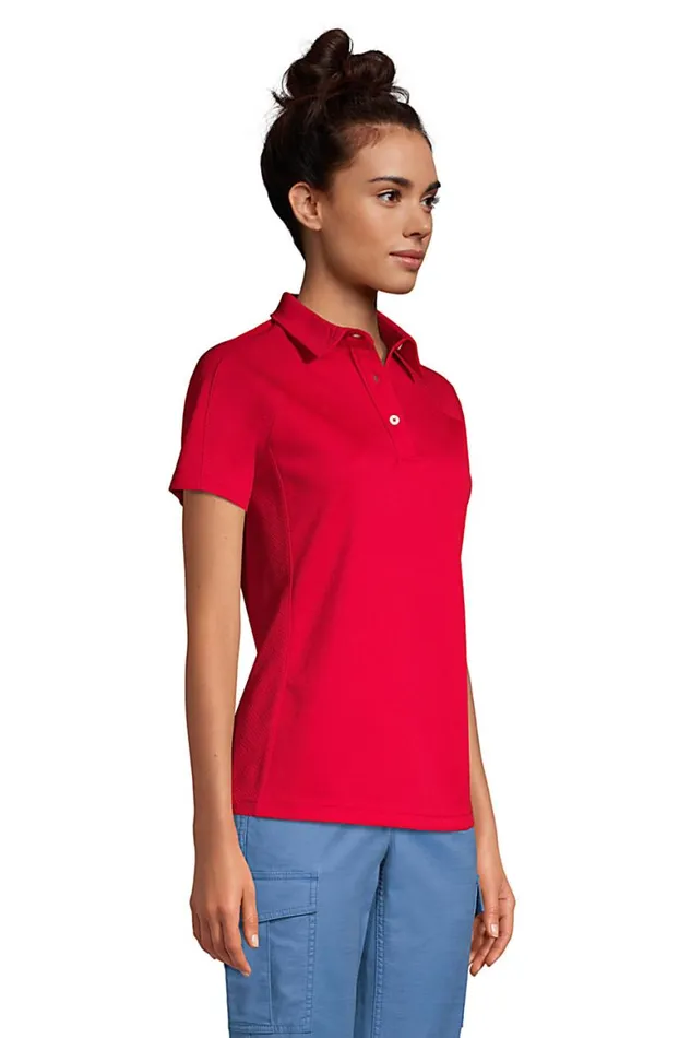 Lands039 End Polo Shirts Women Short Sleeve Multi Textured Polo Dark Cobalt Blue