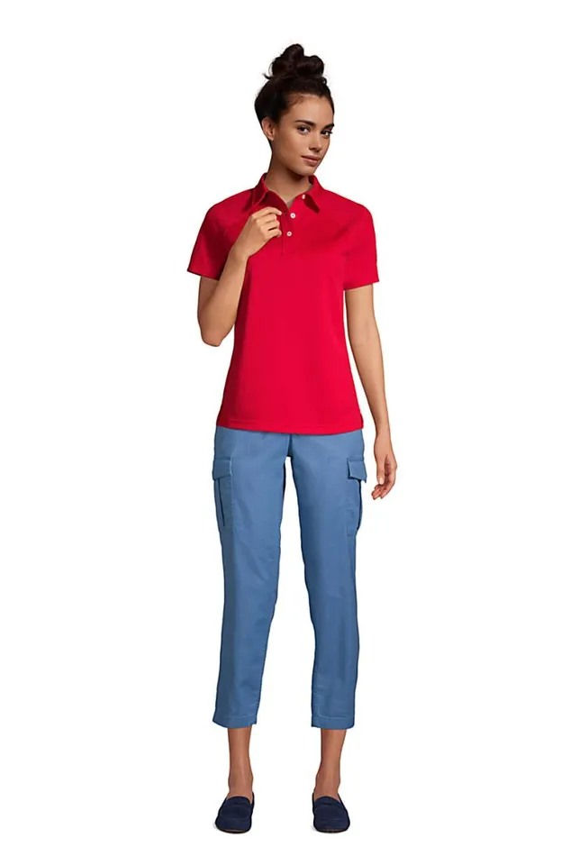 Lands039 End Polo Shirts Women Short Sleeve Multi Textured Polo Dark Cobalt Blue