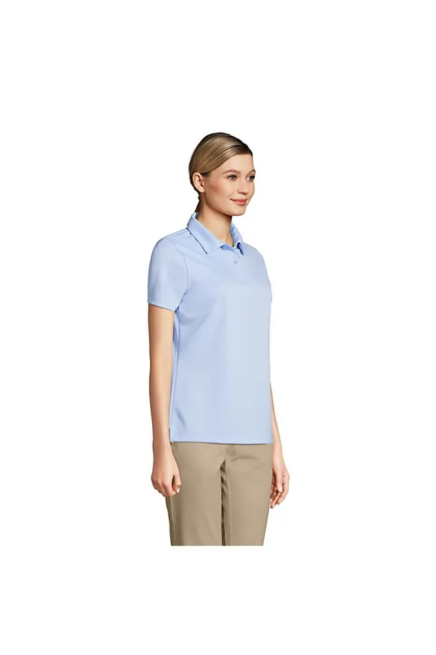 Lands039 End Polo Shirts Women Short Sleeve Poly Pique Polo Shirt Blue Lands039 End Polo Shirts Women Short Sleeve Poly Pique Polo Shirt Blue