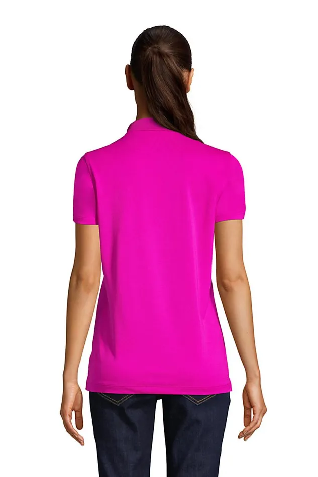 Lands039 End Polo Shirts Women Short Sleeve Polyester Polo Shirt Raspberry Pink