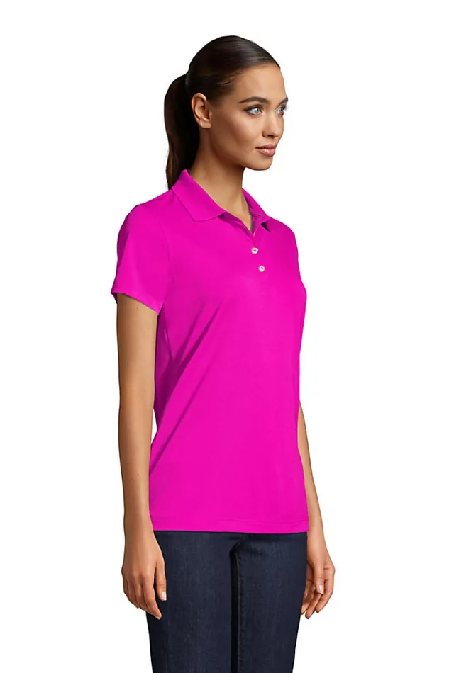 Lands039 End Polo Shirts Women Short Sleeve Polyester Polo Shirt Raspberry Pink