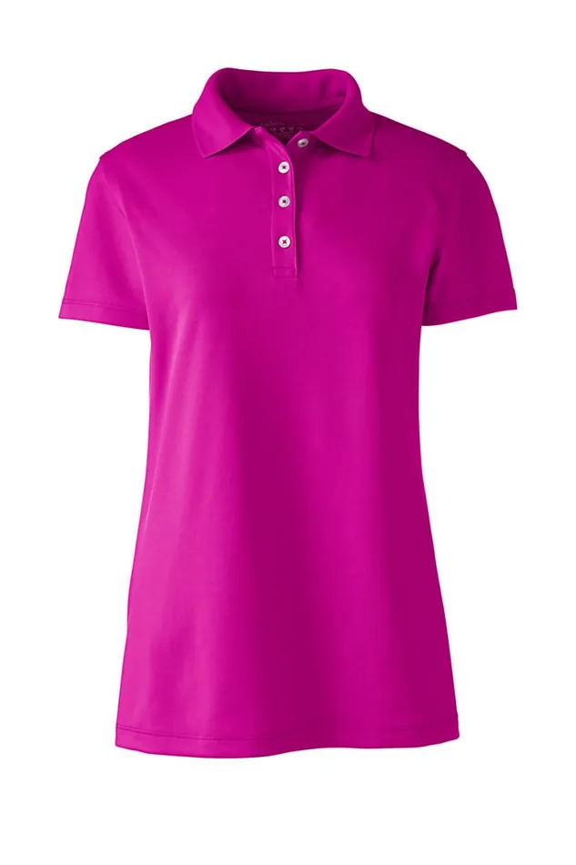 Lands039 End Polo Shirts Women Short Sleeve Polyester Polo Shirt Raspberry Pink