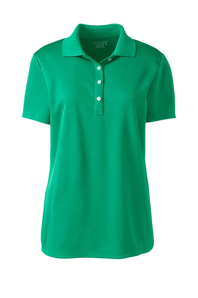 Lands039 End Polo Shirts Women Short Sleeve Solid Active Polo Vibrant Clover