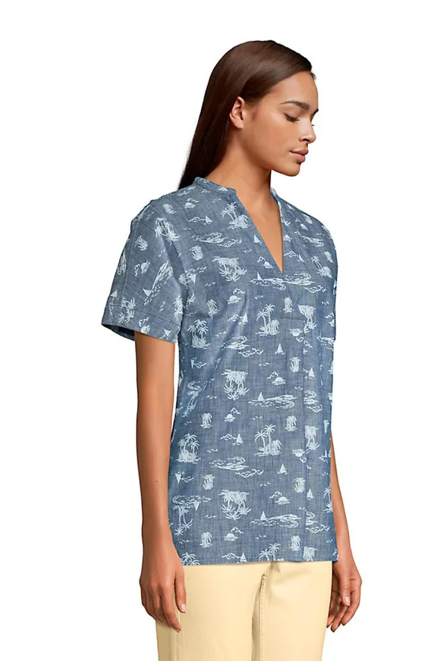 Lands039 End Shirts and Blouses Women Chambray Dolman Short Sleeve Tunic Top Stonewash Blue Scenic Lands039 End Shirts and Blouses Women Chambray Dolman Short Sleeve Tunic Top Stonewash Blue Scenic