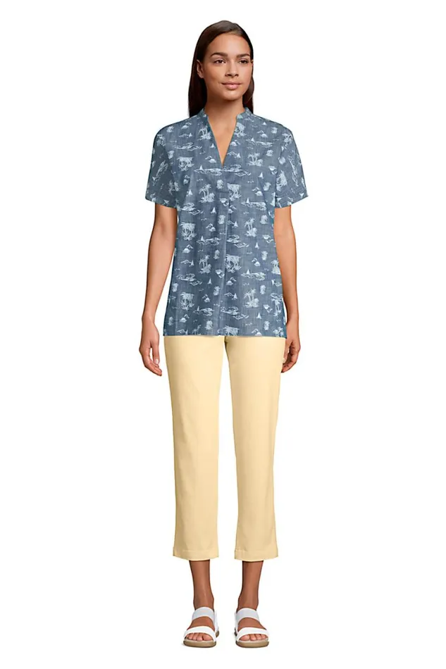 Lands039 End Shirts and Blouses Women Chambray Dolman Short Sleeve Tunic Top Stonewash Blue Scenic Lands039 End Shirts and Blouses Women Chambray Dolman Short Sleeve Tunic Top Stonewash Blue Scenic