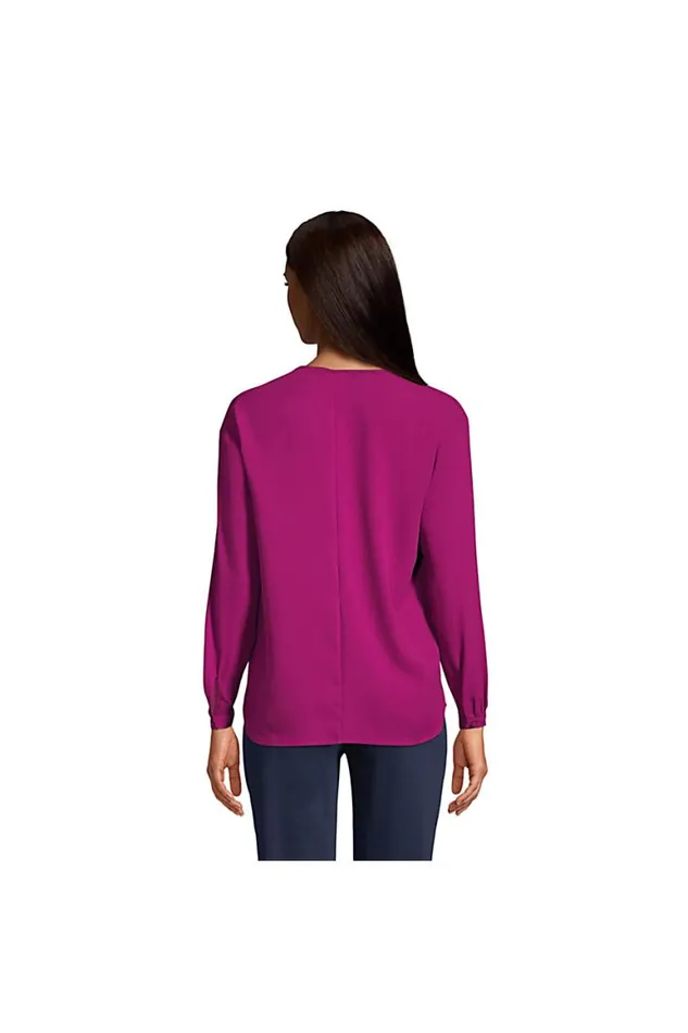 Lands039 End Shirts and Blouses Women Long Sleeve Vneck Button Shoulder Crepe Blouse Harbor Gray Lands039 End Shirts and Blouses Women Long Sleeve Vneck Button Shoulder Crepe Blouse Harbor Gray