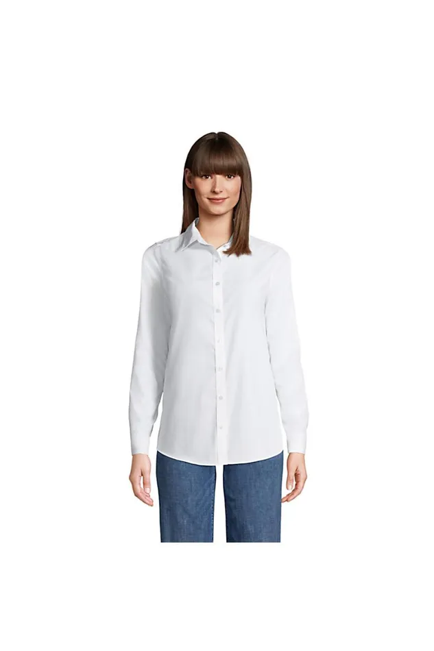 Lands039 End Shirts and Blouses Women No Iron Supima Cotton Long Sleeve Shirt White Lands039 End Shirts and Blouses Women No Iron Supima Cotton Long Sleeve Shirt White
