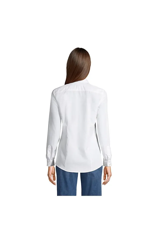 Lands039 End Shirts and Blouses Women No Iron Supima Cotton Long Sleeve Shirt White
