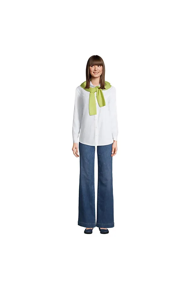 Lands039 End Shirts and Blouses Women No Iron Supima Cotton Long Sleeve Shirt White