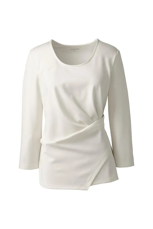Lands039 End Shirts and Blouses Women Plus Size 34 Sleeve Wrapped Waist Top Ivory Lands039 End Shirts and Blouses Women Plus Size 34 Sleeve Wrapped Waist Top Ivory
