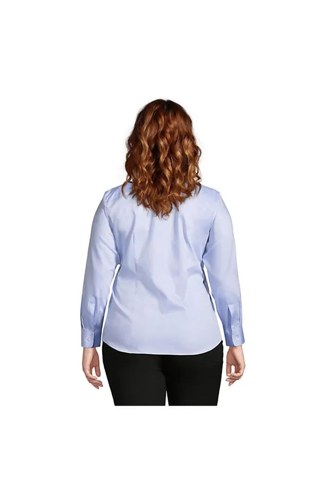 Lands039 End Shirts and Blouses Women Plus Size No Iron Pinpoint Shirt Blue Lands039 End Shirts and Blouses Women Plus Size No Iron Pinpoint Shirt Blue