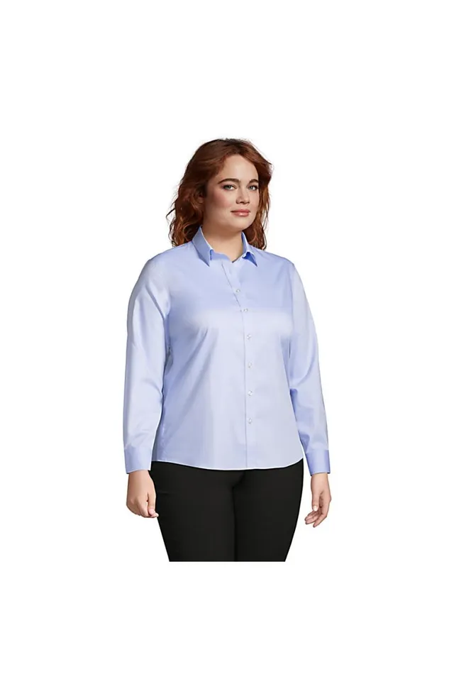 Lands039 End Shirts and Blouses Women Plus Size No Iron Pinpoint Shirt Blue Lands039 End Shirts and Blouses Women Plus Size No Iron Pinpoint Shirt Blue