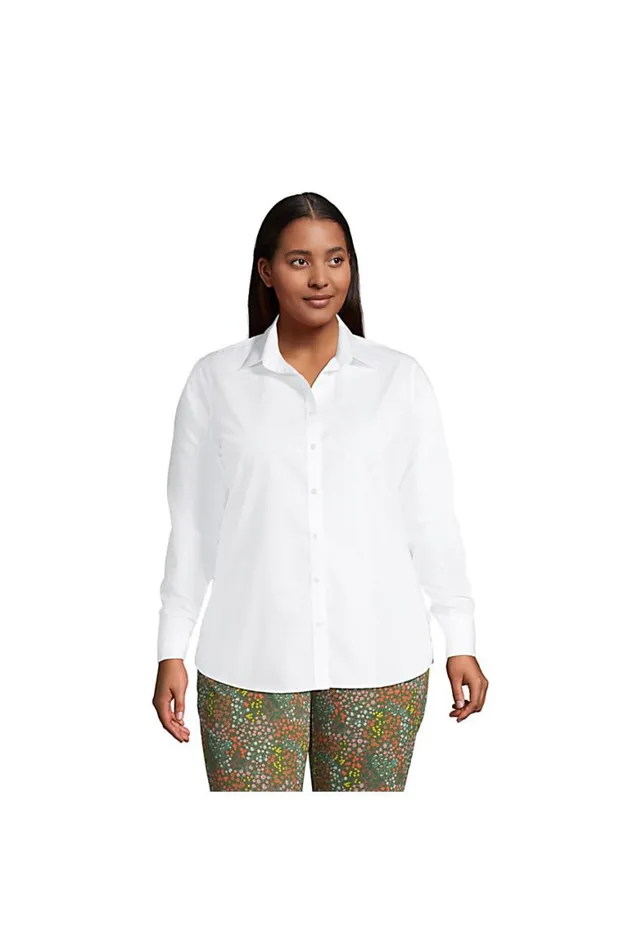 Lands039 End Shirts and Blouses Women Plus Size No Iron Supima Cotton Long Sleeve Shirt White Lands039 End Shirts and Blouses Women Plus Size No Iron Supima Cotton Long Sleeve Shirt White